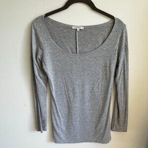 Calder Blake Gray Long Sleeve Scoop Neck Top